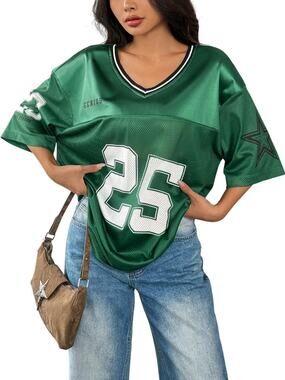 Genius Womens Jersey Shirt Size M Green Oversized Y2K Football Streetwear